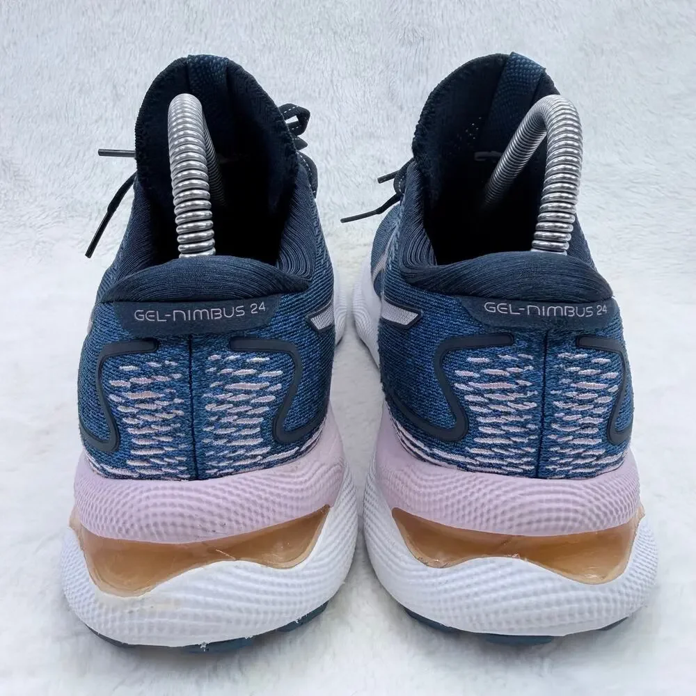 ASICS GEL-Nimbus 24 Womens Running Shoes French Blue Barely Rose Size 8